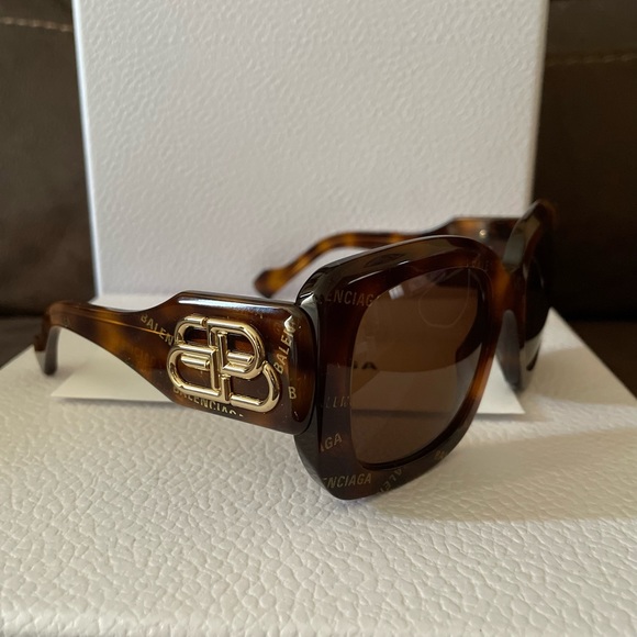 BALENCIAGA Paris D-Frame Sunglasses Havana  Brown - Picture 6 of 16